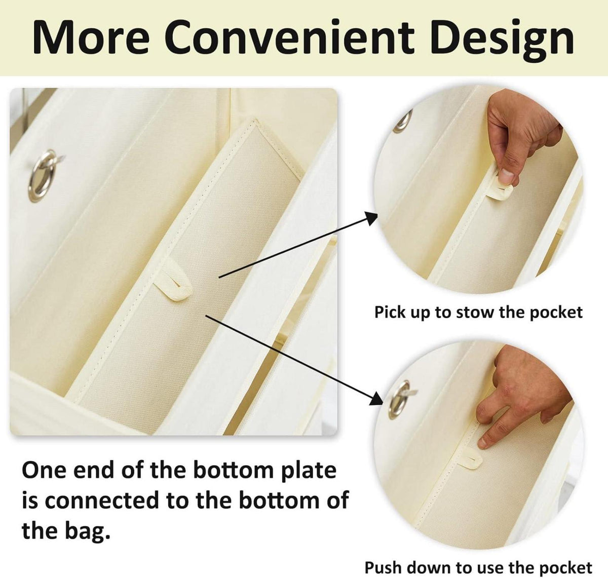 Hängeorganizer Tür Organizer 4 Taschen 2 Metallhaken Beige