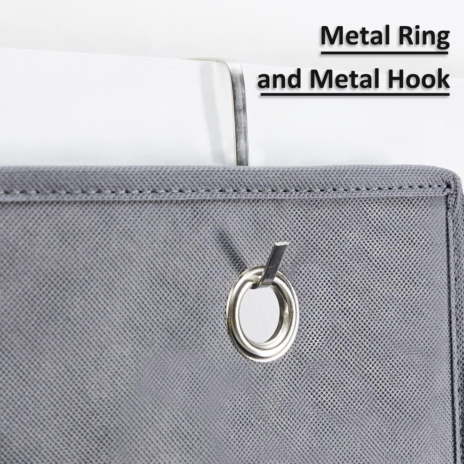 Hängeorganizer mit 4 Taschen und 2 Metallhaken für Tür, Grau