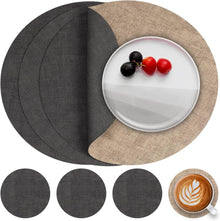 Tischsets Abwaschbar Leder Untersetzer Platzset Rund 36cm 4er Set