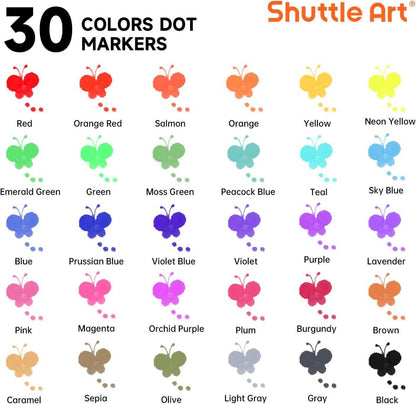 Dot Marker Set für Kinder-Kunstaktivitäten, 30 Farben, auswaschbar