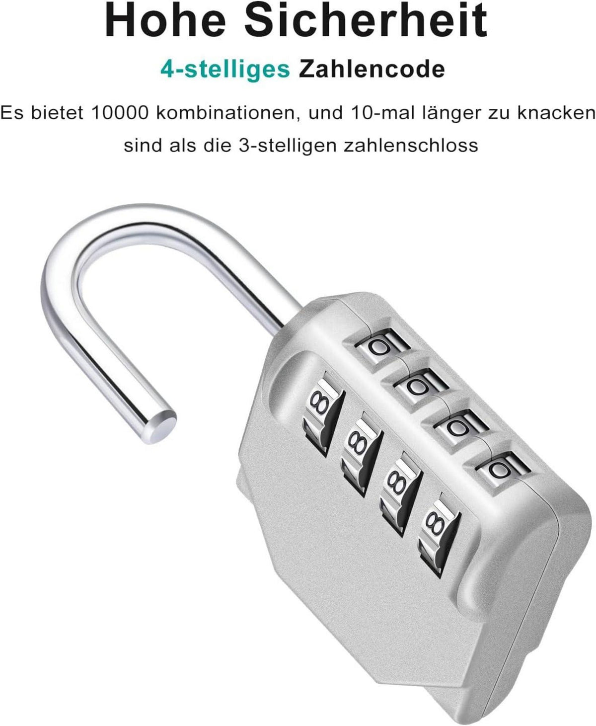 4-stelliges Vorhängeschloss Zahlenschloss für Fitnessstudio