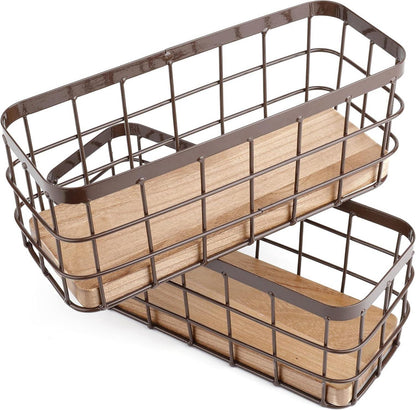 Dicunoy 2er Set Kleiner Metall Drahtkorb 10x10x25cm, Schmaler Aufbewahrungskorb