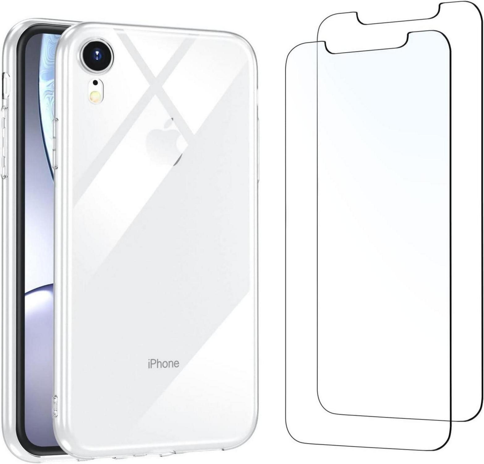 Schutzhülle für iPhone XR Transparent + 2x Panzer Schutz Glas