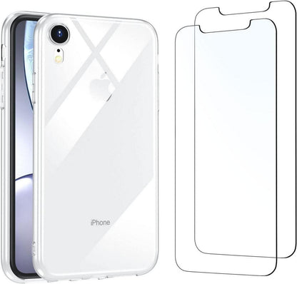 Schutzhülle für iPhone XR Transparent + 2x Panzer Schutz Glas