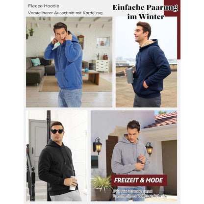 Gefütterter Kapuzenpullover Herren – Warm & Bequem in Grau/Blau