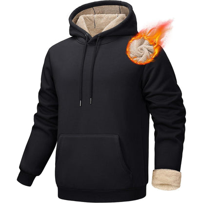 Herren Hoodie warm gefüttert mit Kapuze XXL Schwarz