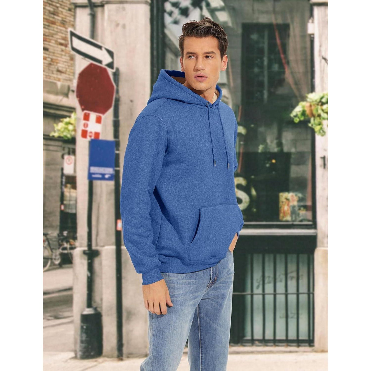Gefütterter Kapuzenpullover Herren – Warm & Bequem Grau/Blau
