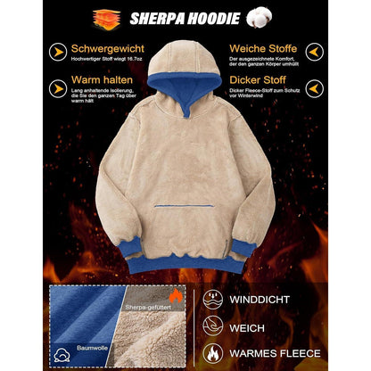 Herren Hoodie Gefüttert mit Kordelzug - Grau Blau L