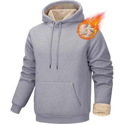 Warmer Herren Hoodie mit Fleece-Futter, Hellgrau, Größe XL