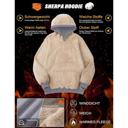 Warmer Herren Hoodie mit Fleece-Futter, Hellgrau, Größe XL
