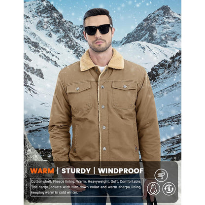 Herren Fleecejacke Winterparka mit 5 Taschen – Winddicht & Warm