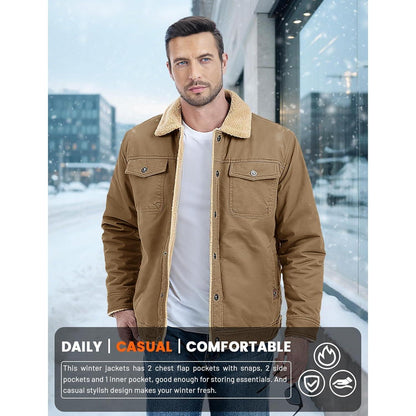 Herren Fleecejacke Winterparka mit 5 Taschen – Winddicht & Warm