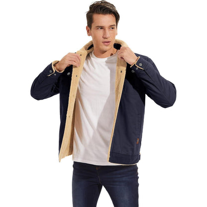Herren Fleecejacke Winterparka mit 5 Taschen – Dunkelblau