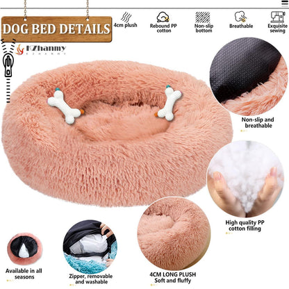 Rundes Hundebett Flauschig Donut – Bequemes Hundesofa 3XL Pink