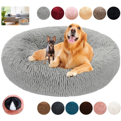 Rundes Hundebett Flauschig Donut – Bequemes Hundesofa 3XL Grau