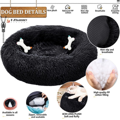 Rundes Hundebett Flauschig Donut – Bequemes Hundesofa XL 80cm