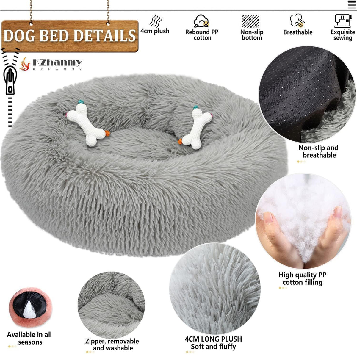 Rundes Hundebett Flauschig Donut – Bequemes Hundesofa in 12 Farben