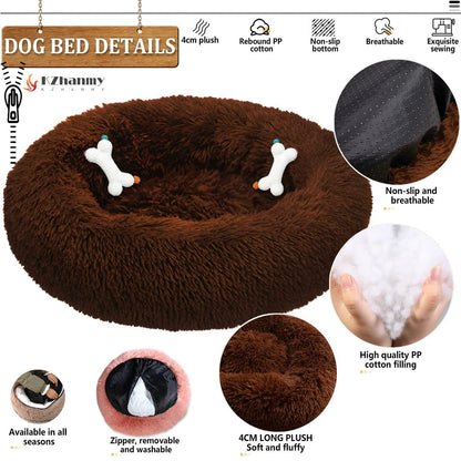 Rundes Hundebett Flauschig Donut – Bequemes Hundesofa in 12 Farben
