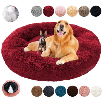 Rundes Hundebett Flauschig Donut – Bequemes Hundesofa 3XL Rot