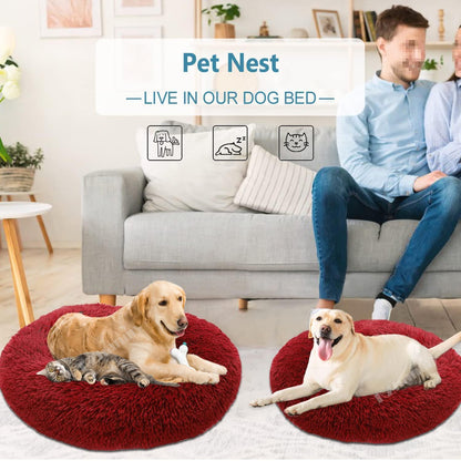 Rundes Hundebett Flauschig Donut – Bequemes Hundesofa in 12 Farben
