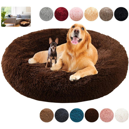 Rundes Hundebett Flauschig Donut – Bequemes Hundesofa 3XL Dunkelbraun