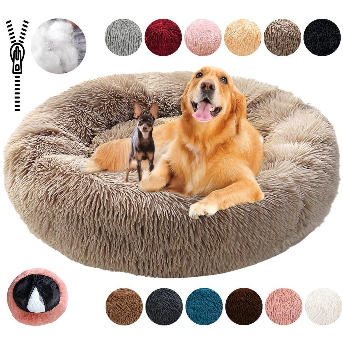 Rundes Hundebett Flauschig Donut – Bequemes Hundesofa in 12 Farben