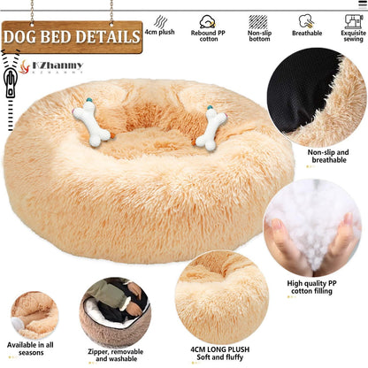 Rundes Hundebett Flauschig Donut – Bequemes Hundesofa in 12 Farben