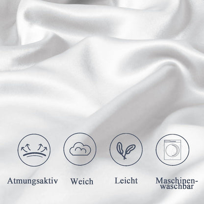 Satin Kissenbezug 80x80 2er Set Weiß Weich Seidenkissenbezug Curly Haar