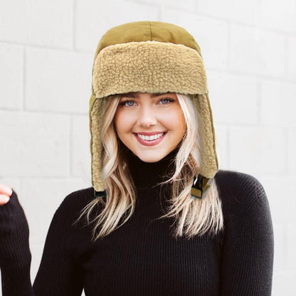 Herren Wintermütze mit Ohrenklappen in Khaki