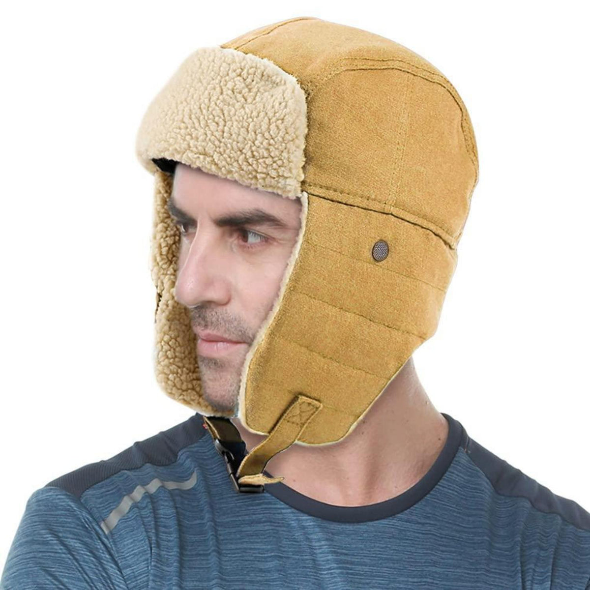 Herren Wintermütze mit Ohrenklappen in Khaki