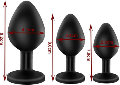 3er Set Silikon Analplugs in Hellblau - Anfänger & Erfahrene