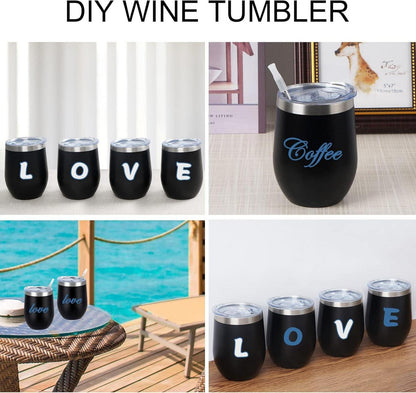 Joymaking 2 Stück Edelstahl Weinbecher Stemless Travel Becher 12oz