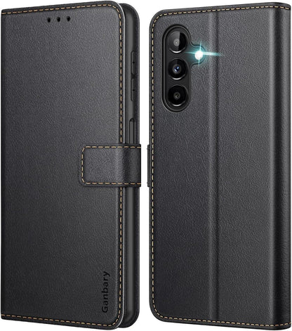 Samsung Galaxy A13 5G/A04s Handyhülle Premium Leder Flipcase Schwarz