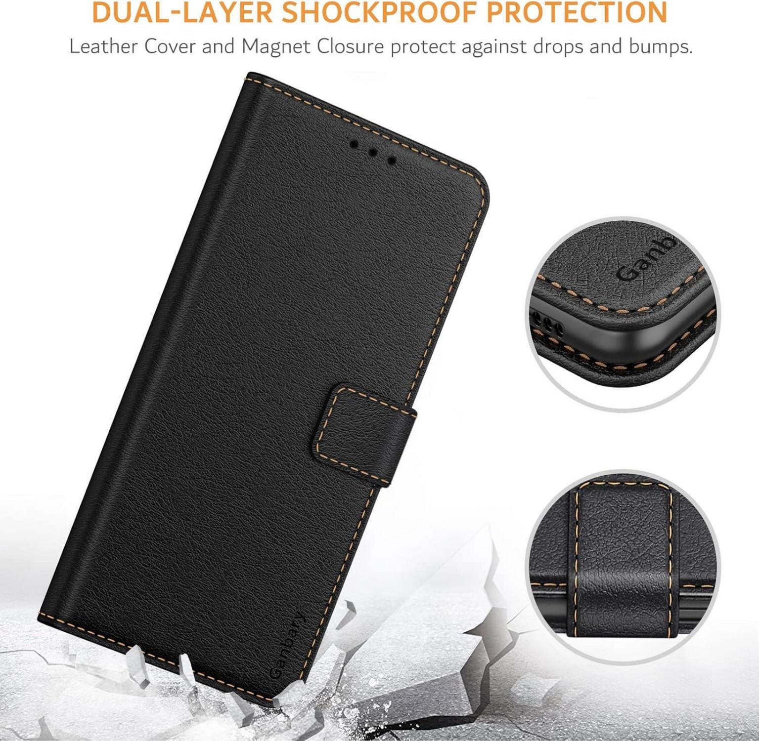 Handyhülle Samsung Galaxy A13 5G A04s Leder Flipcase Schwarz