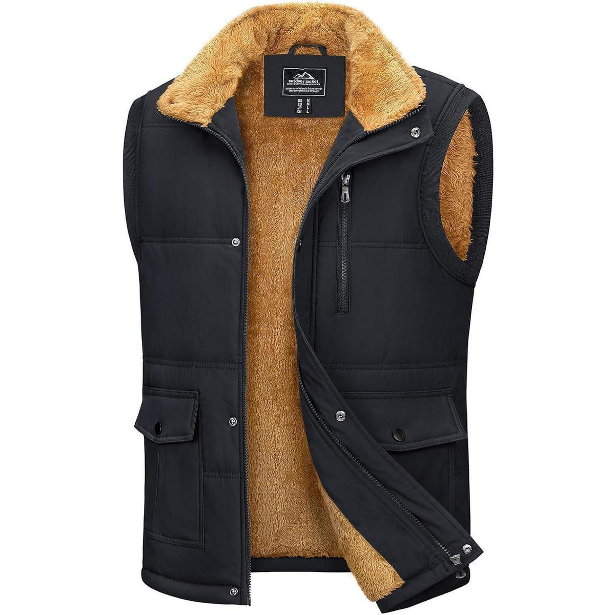 Gefütterte Fleeceweste Herren – Winterjacke Ärmellos mit Taschen