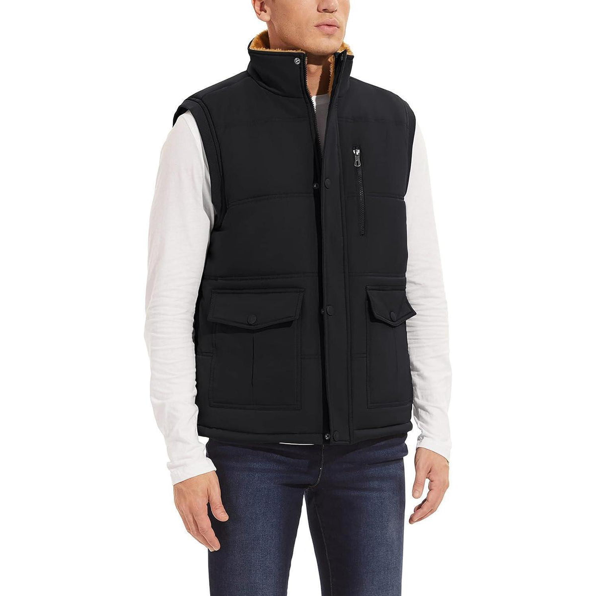 Gefütterte Fleeceweste Herren – Winterjacke Ärmellos mit Taschen