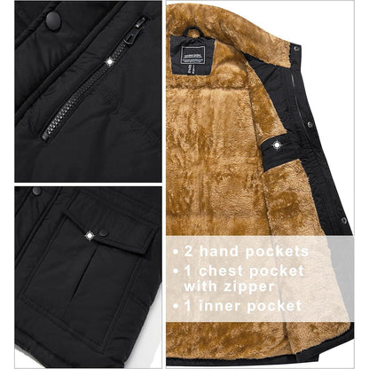 Gefütterte Fleeceweste Herren – Winterjacke Ärmellos mit Taschen
