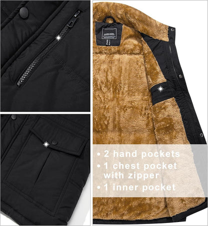 Herren Winterweste Gefüttert Outdoor Fleeceweste Ärmellos Thermo Taschen L