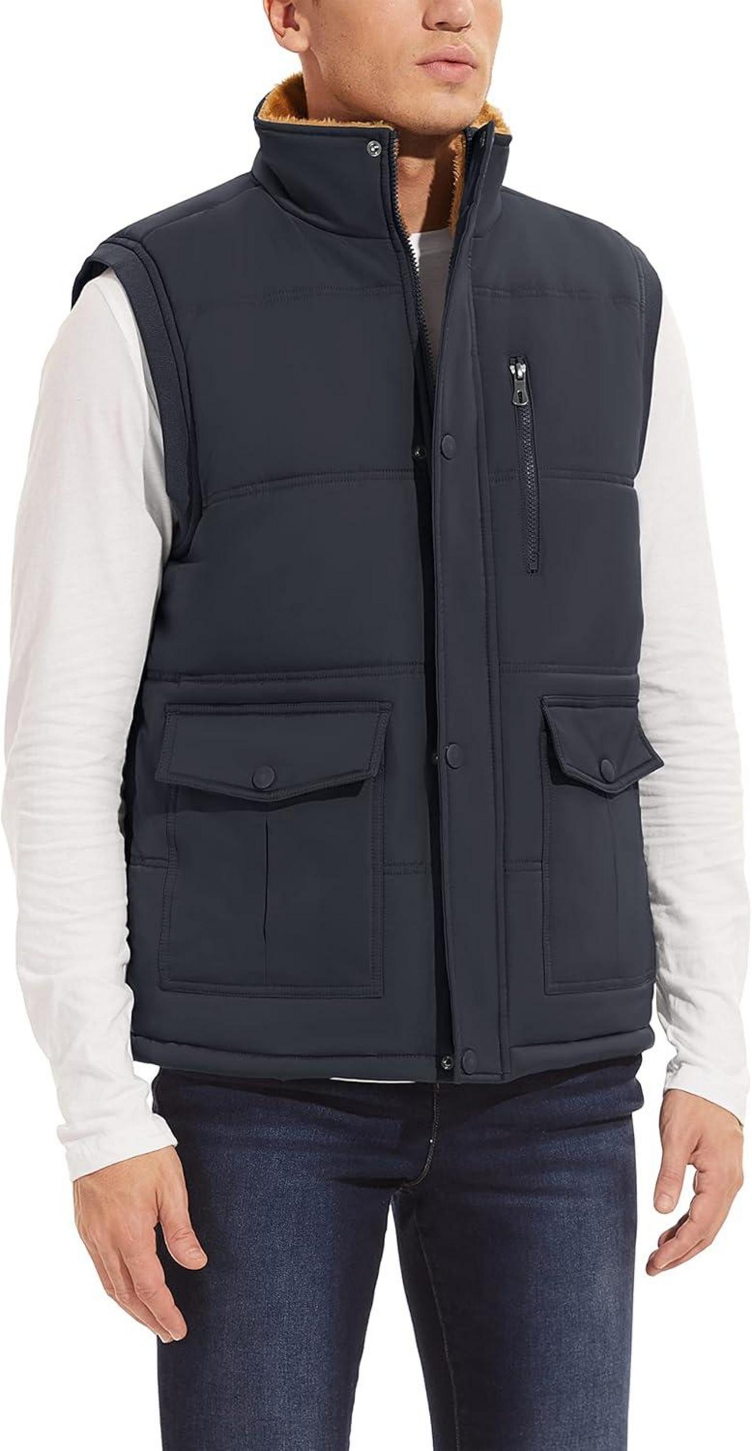 Herren Winterweste Gefüttert Outdoor Fleeceweste XXL