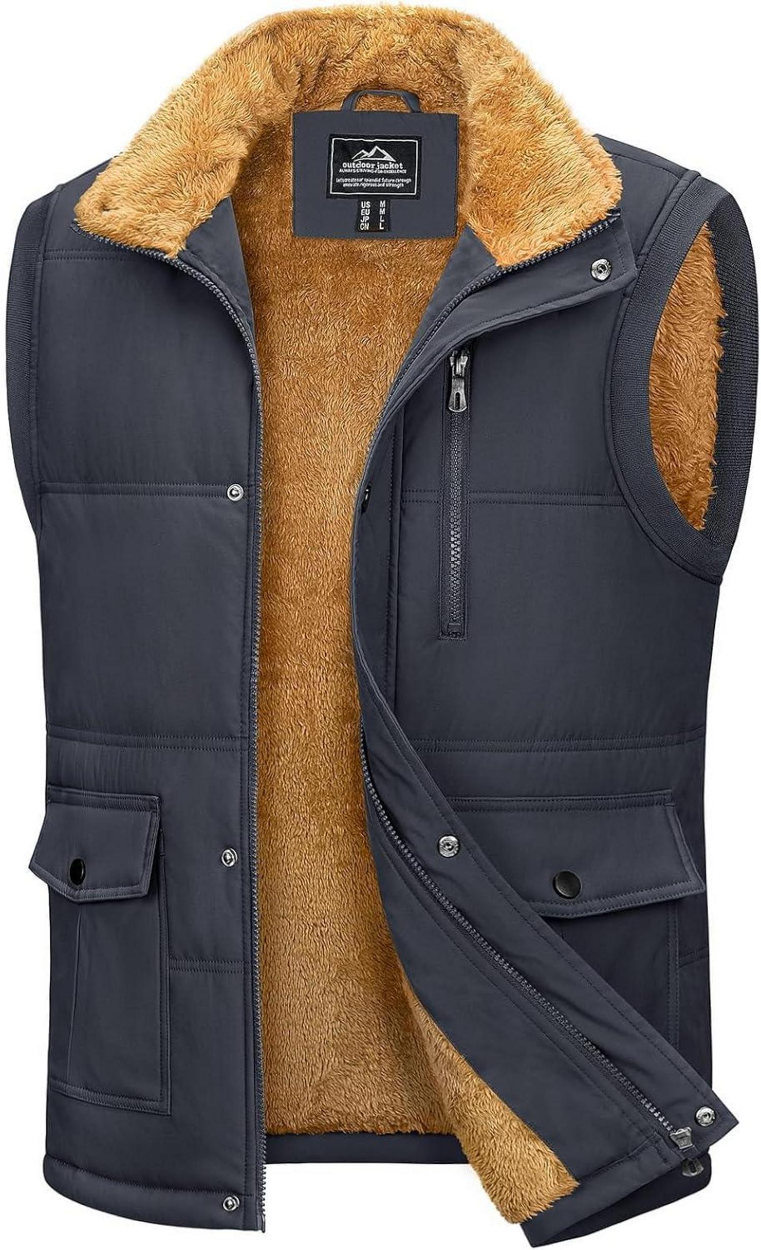 Winterweste Herren Gefüttert Outdoor Fleeceweste Ärmellos Jacke