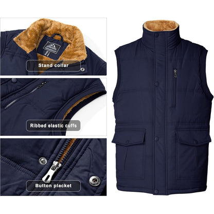 Gefütterte Fleeceweste Herren – Winterjacke Ärmellos Dunkelblau