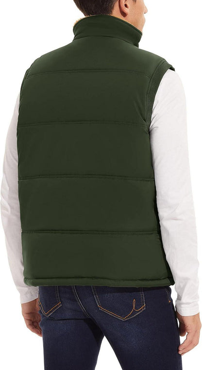 MAGCOMSEN Herren Winterweste Gefüttert Outdoor Fleeceweste Stehkragen Taschen XL