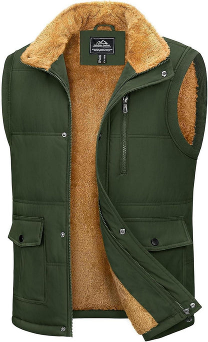 Winterweste Herren Gefüttert Outdoor Fleeceweste Ärmellos Thermo