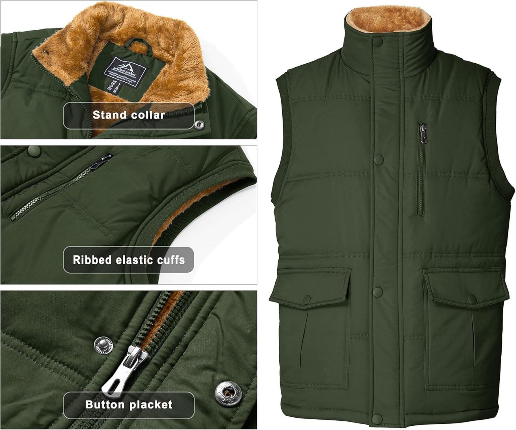 Winterweste Herren Gefüttert Outdoor Fleeceweste Ärmellos Thermo