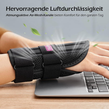Handgelenkbandage mit 3 Schienen Verstellbar Tag-Nacht-Bandage für Männer Frauen