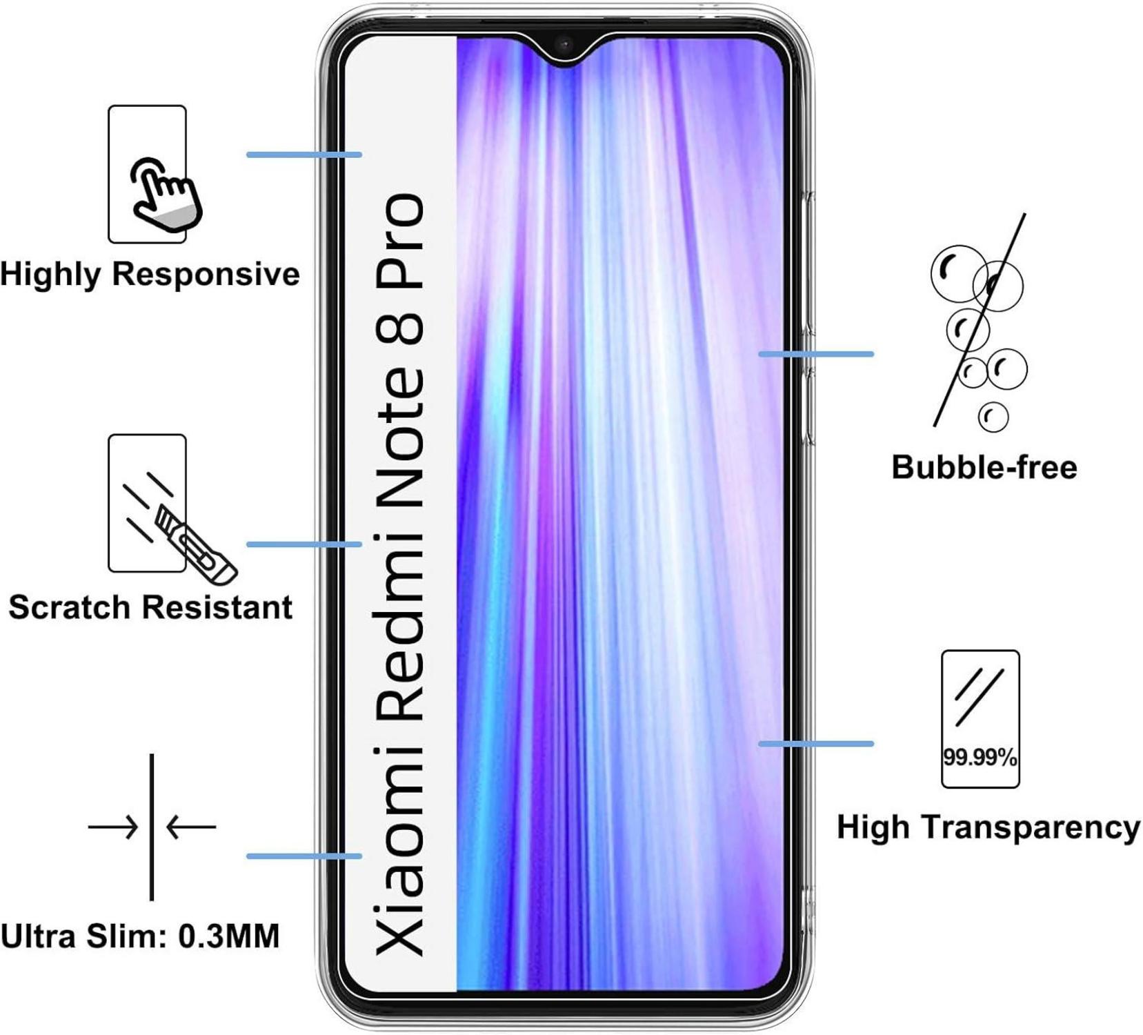 NEW'C Xiaomi Redmi Note 8 Pro Hülle mit 2x Panzerglas