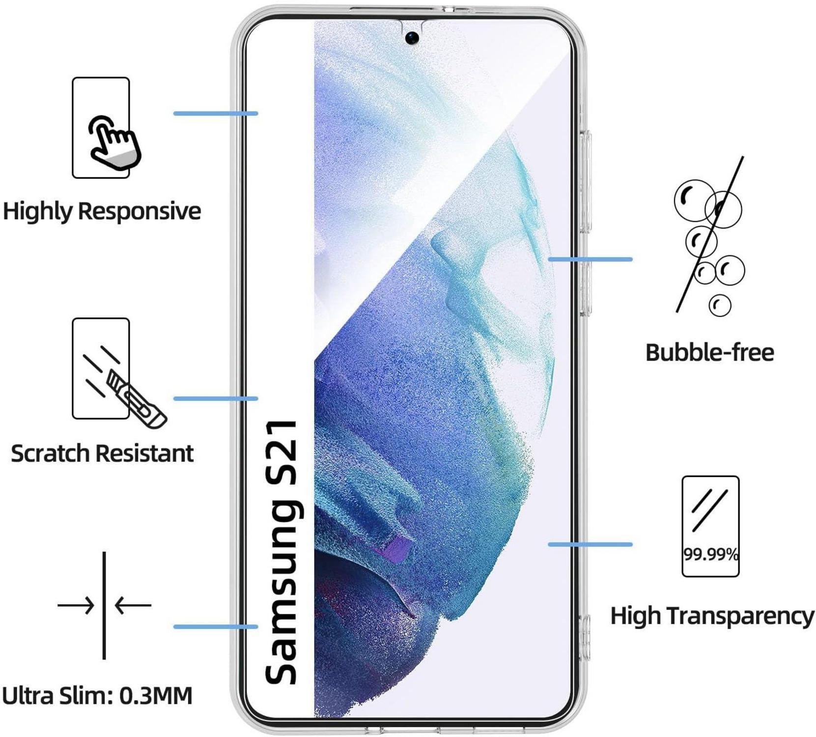 NEW'C Samsung Galaxy S21 5G Hülle + 2x Panzer Schutzglas
