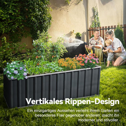 Hochbeet aus verzinktem Stahl 174x90x60cm Grau