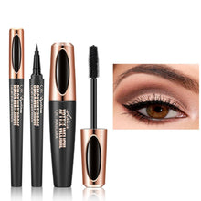 4D Waterproof Mascara with Silk Fiber & Black Eyeliner