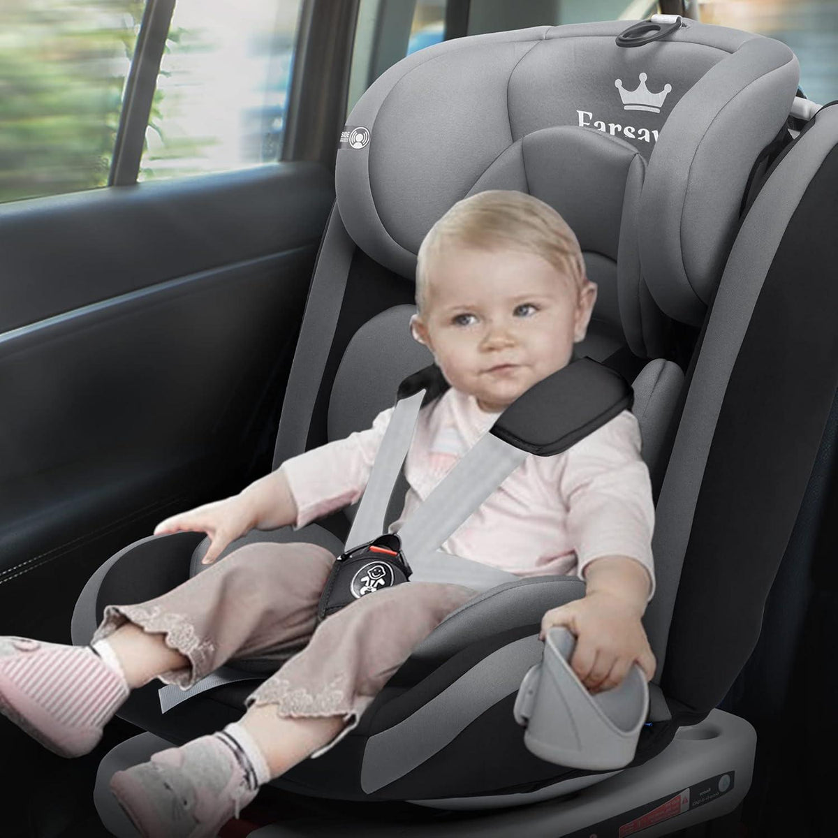 Kindersitz 360° drehbar mit ISOFIX und Ruheposition, Gruppe 0+1/2/3, 9-36